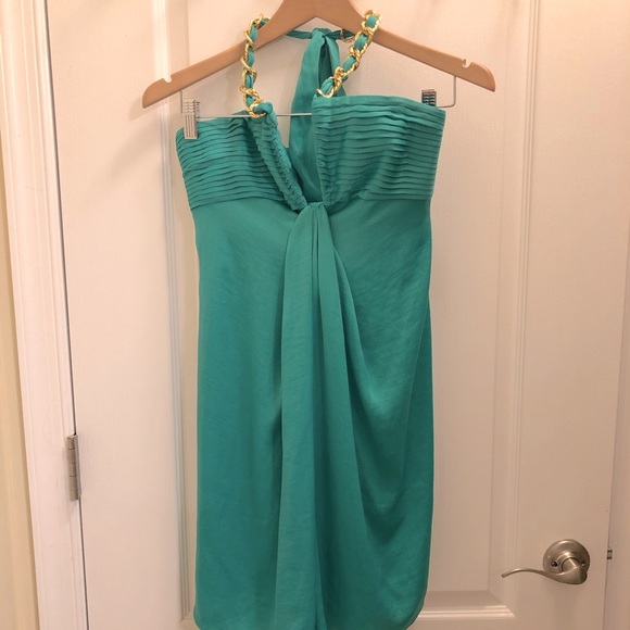 BCBG Gold Chain Halter Dress Sz 0 BCBG Gold Chain Halter Dress Sz 0
